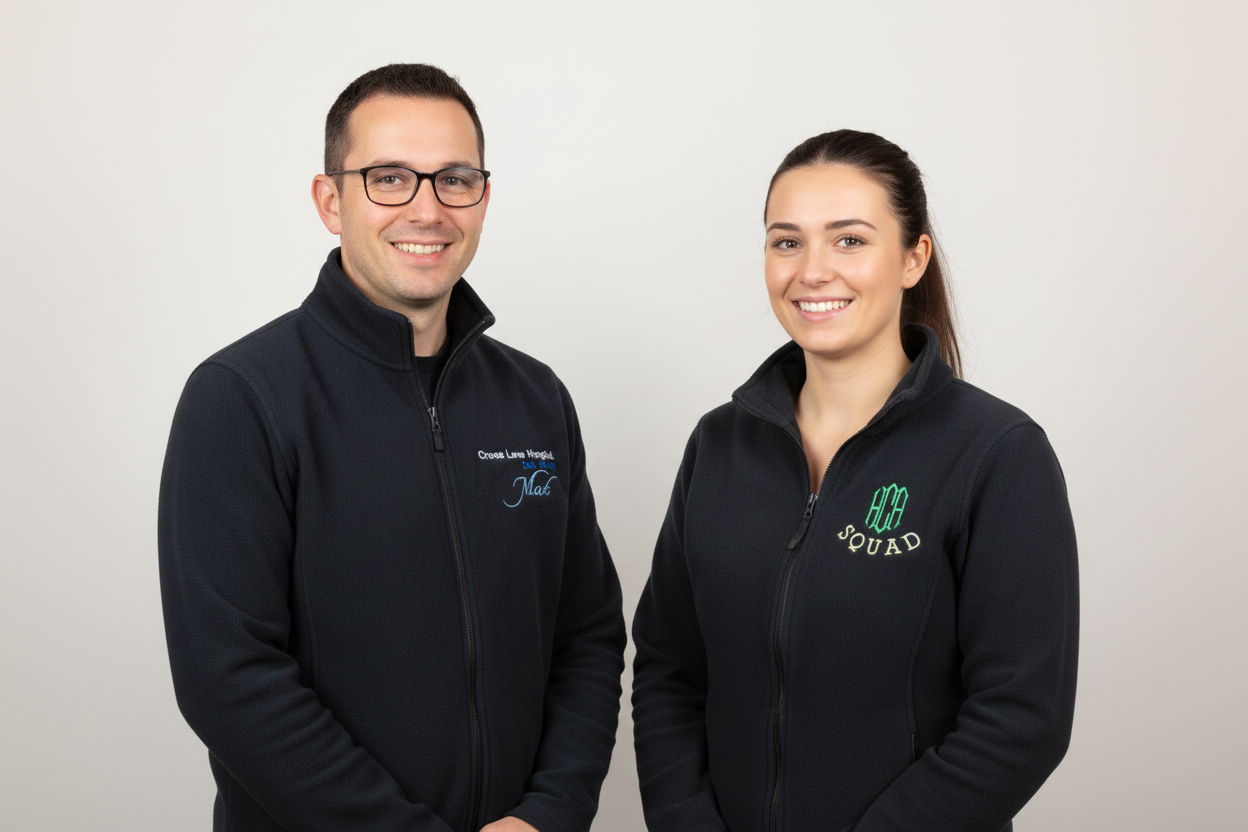 Mat férfi és HCA Squad nő navy fleece kabátban